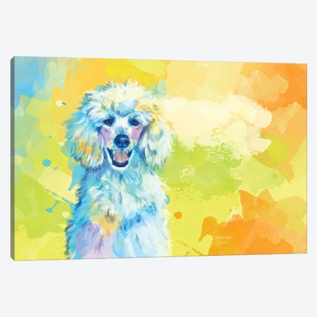 Vibrant Life Of A White Poodle Canvas Print #FAS71} by Flo Art Studio Canvas Artwork