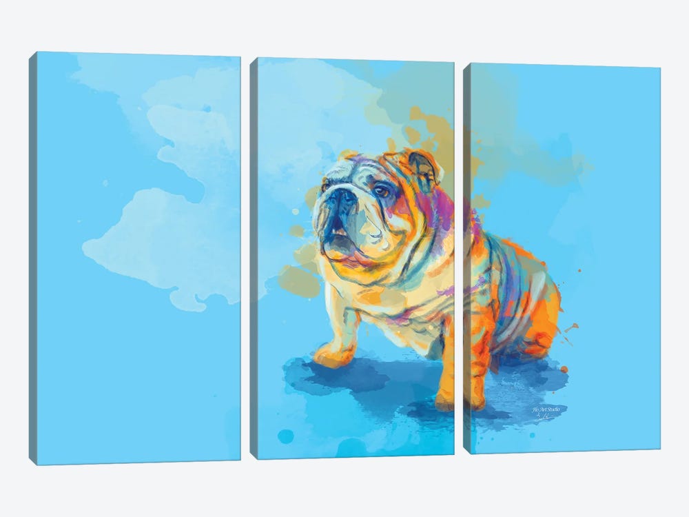 English Bulldog by Flo Art Studio 3-piece Canvas Artwork