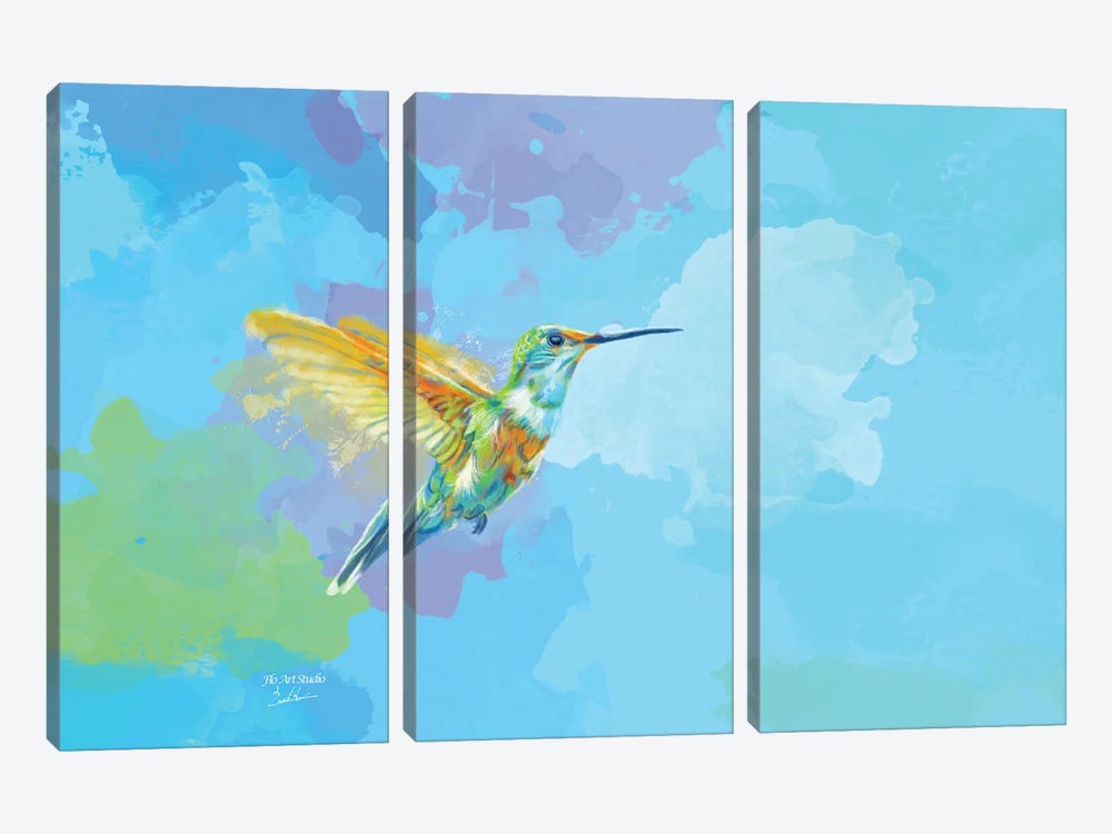 Tiny Wings, Strong Heart Hummingbird Painting by Flo Art Studio 3-piece Canvas Wall Art