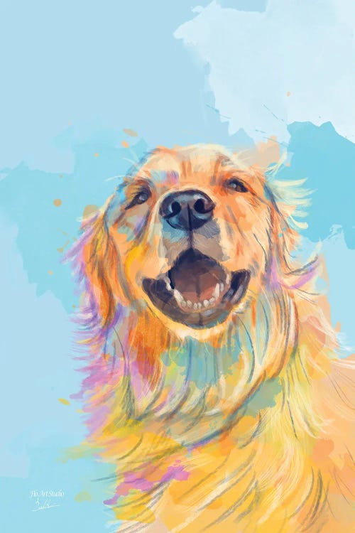 Golden Smile Golden Retriever Portrait by Flo Art Studio wall art