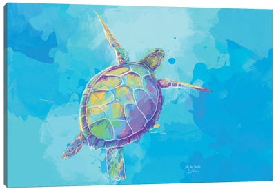 When The Sea Dreams Sea Turtle Illustration Canvas Art Print - Flo Art Studio