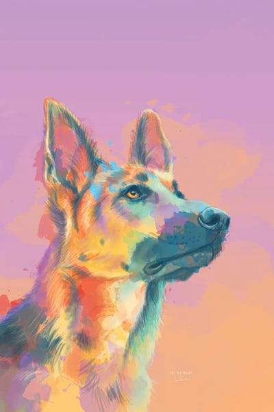 Beyond The Twilight German Shepherd Portrait by Flo Art Studio metal wall art