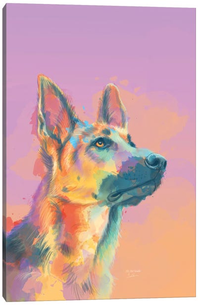 Beyond The Twilight German Shepherd Portrait Canvas Art Print - Flo Art Studio