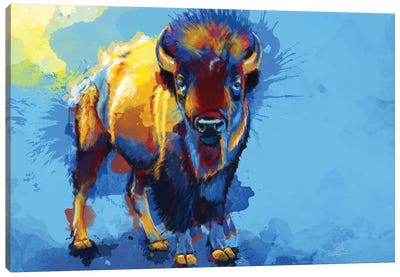 On The Plains Canvas Art Print - Bison & Buffalo Art