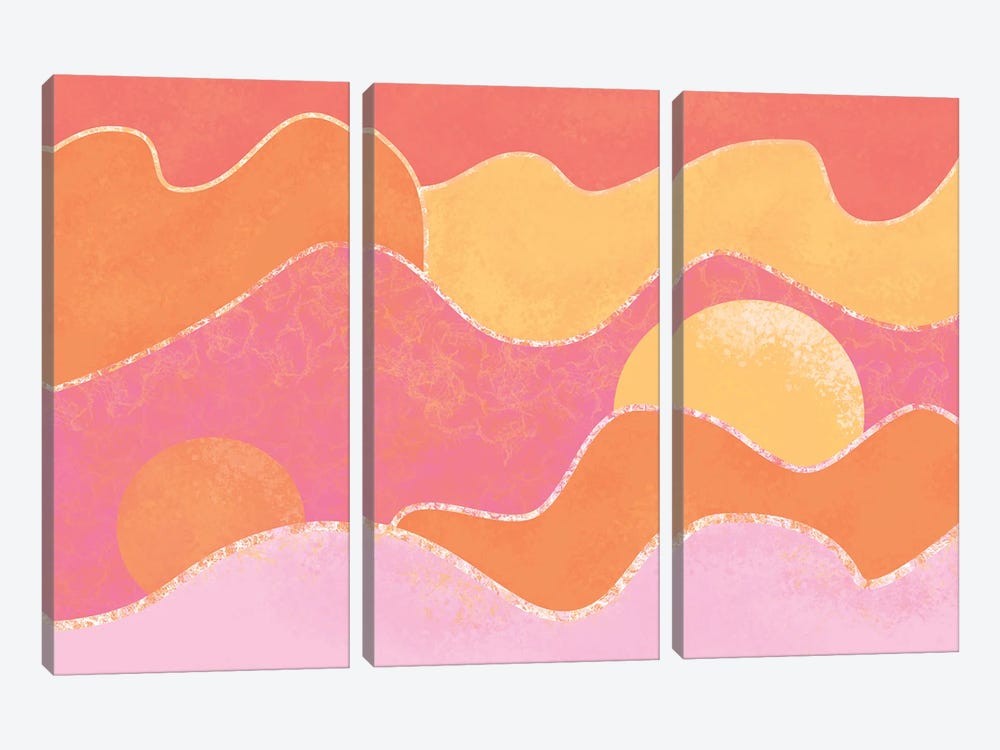 Sun Waves Modern Abstract by Flo Art Studio 3-piece Canvas Art Print