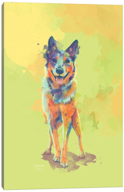 With A Heart Full Of Joy - Blue Heeler Dog Canvas Art Print - Flo Art Studio