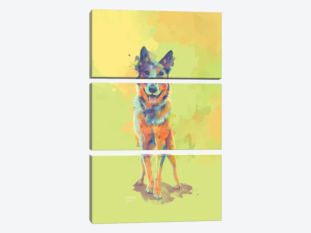 With A Heart Full Of Joy - Blue Heeler Dog by Flo Art Studio 3-piece Art Print
