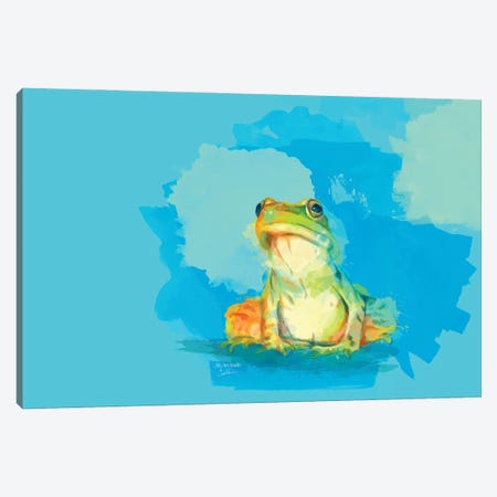 To Leap Or Not To Leap, Frog Illustration Canvas Print #FAS85} by Flo Art Studio Canvas Art