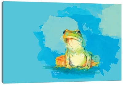 To Leap Or Not To Leap, Frog Illustration Canvas Art Print - Flo Art Studio