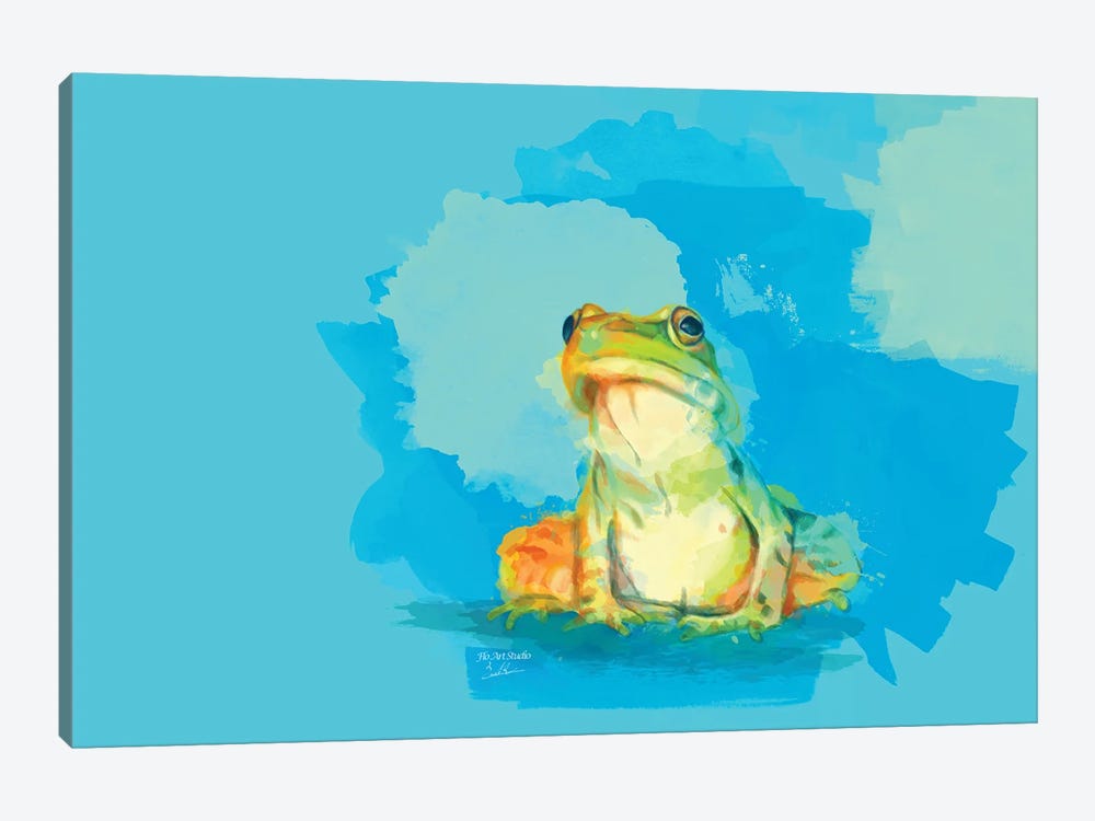 To Leap Or Not To Leap, Frog Illustration by Flo Art Studio 1-piece Canvas Artwork