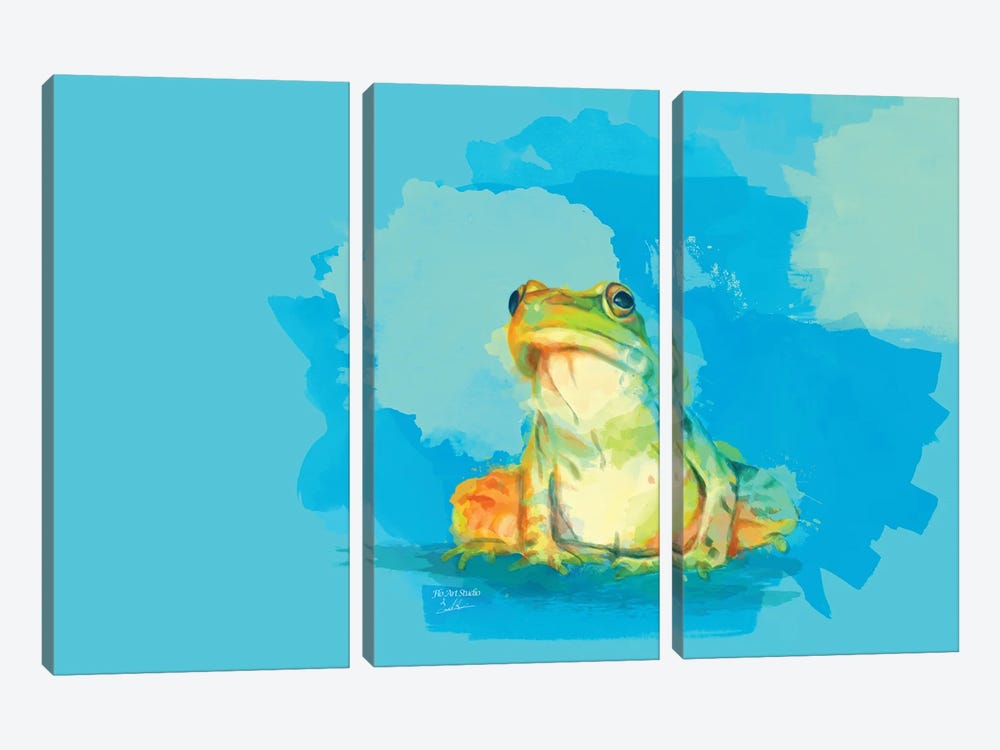 To Leap Or Not To Leap, Frog Illustration by Flo Art Studio 3-piece Canvas Artwork