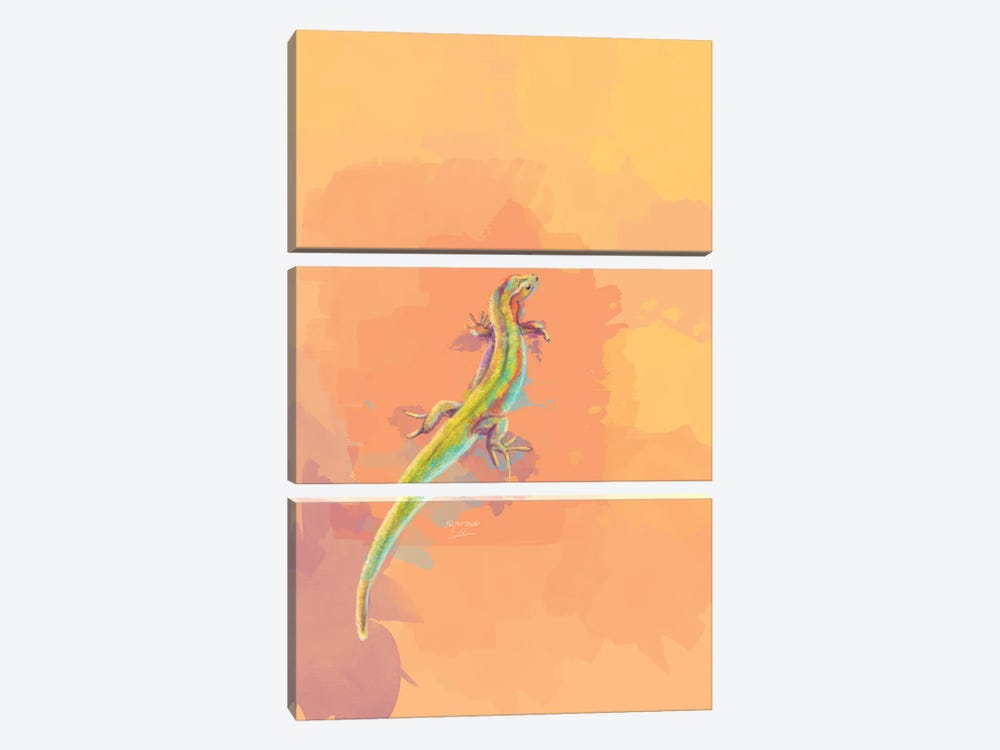 Desert Colors - Lizard Digital Painting by Flo Art Studio 3-piece Canvas Artwork