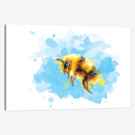 Bumble Away Bumble Bee Canvas Print #FAS8} by Flo Art Studio Canvas Wall Art