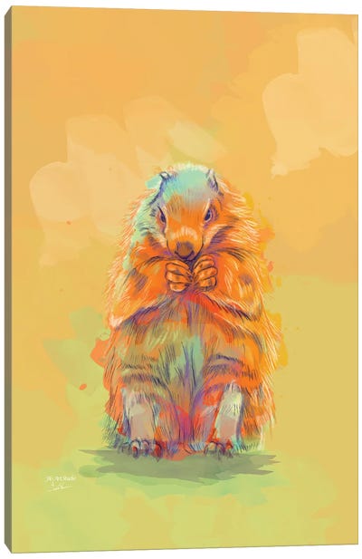 Waiting For Fall, Marmot Digital Painting Canvas Art Print - Flo Art Studio