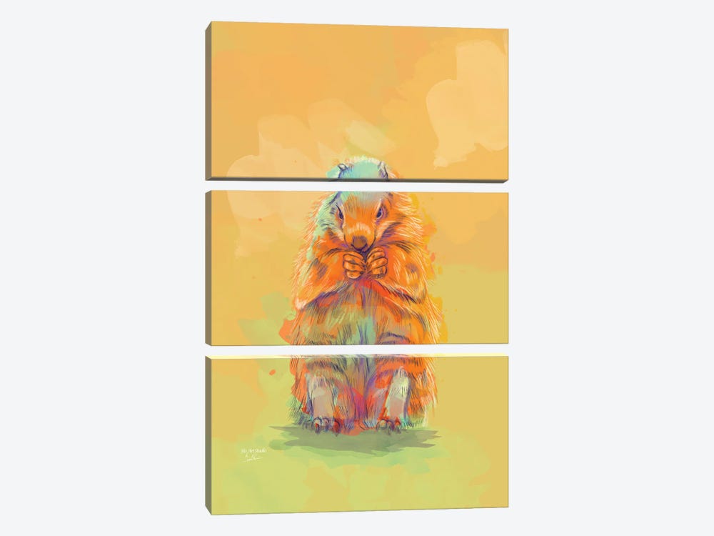 Waiting For Fall, Marmot Digital Painting by Flo Art Studio 3-piece Art Print