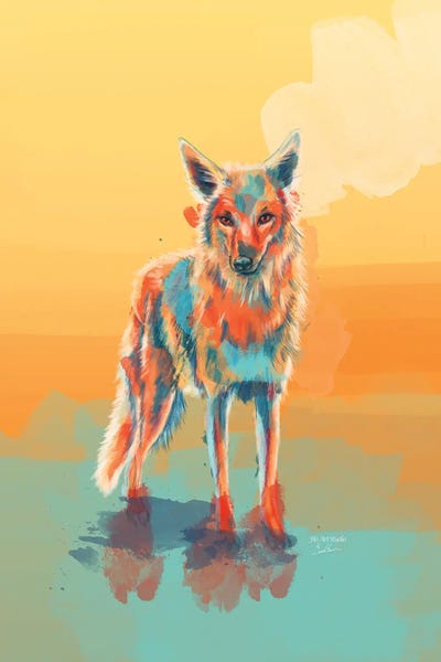 Flo Art Studio: Lone Wild Coyote by Flo Art Studio