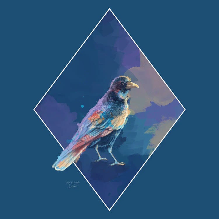 Iridescent Crow - Bird Illustration by Flo Art Studio wall art