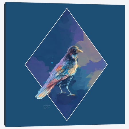 Iridescent Crow - Bird Illustration Canvas Print #FAS97} by Flo Art Studio Canvas Print