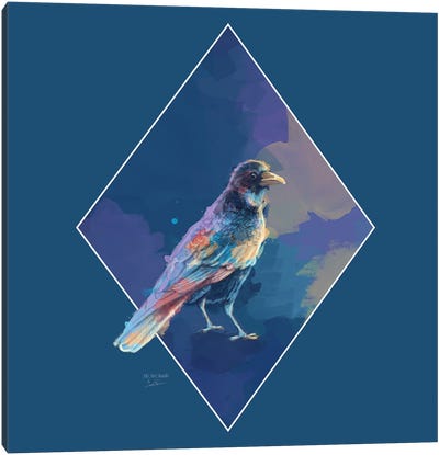 Iridescent Crow - Bird Illustration Canvas Art Print - Crow Art