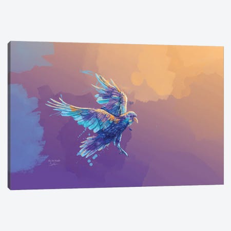Beyond The Waking World - Raven Painting Canvas Print #FAS98} by Flo Art Studio Canvas Wall Art