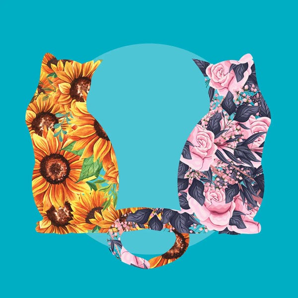 Fine Art Print: Flower Cats Sunflowers And Roses by Flo Art Studio