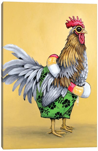 Delaware Rooster Swim Canvas Art Print - Eric Fausnacht 
