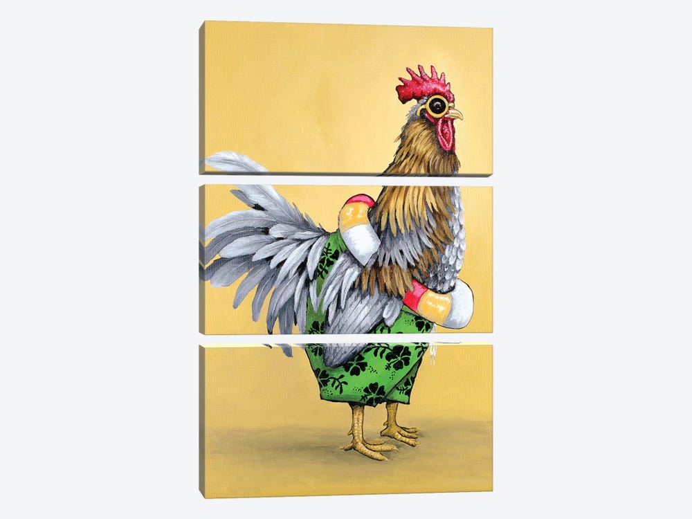 Delaware Rooster Swim by Eric Fausnacht 3-piece Canvas Art