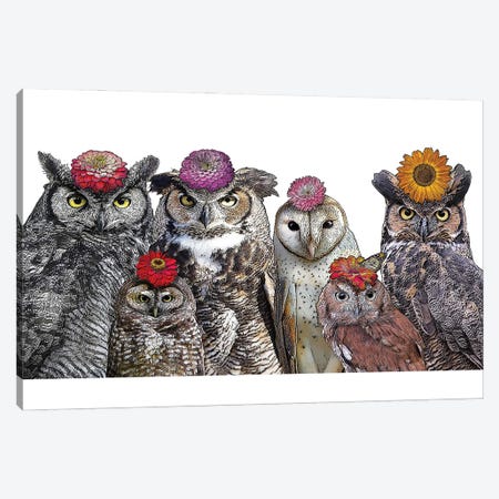 Owls With Flowers Canvas Print #FAU144} by Eric Fausnacht Art Print