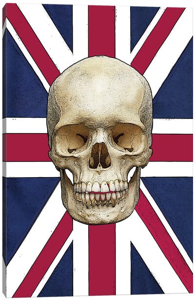 Skull With Union Jack Canvas Art Print - International Flag Art