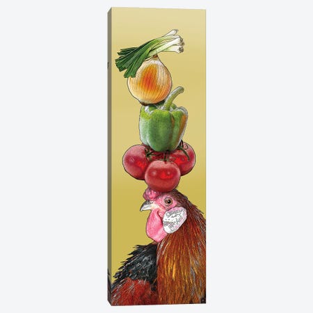 Rooster With Vegetables On Head Canvas Print #FAU150} by Eric Fausnacht Canvas Art Print