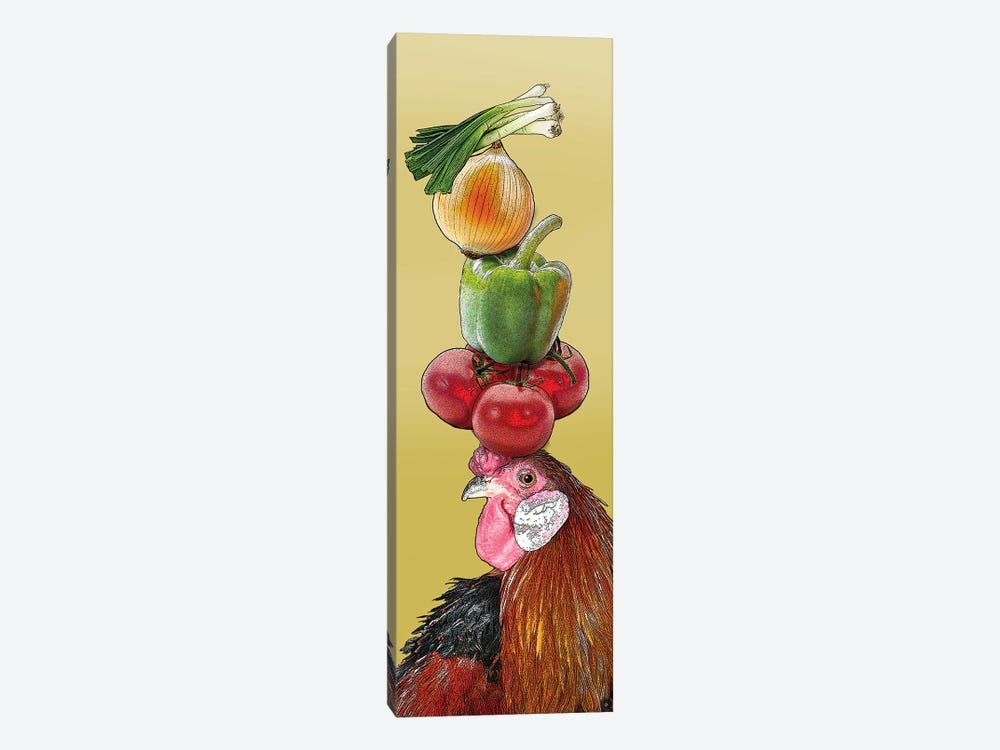 Rooster With Vegetables On Head by Eric Fausnacht 1-piece Canvas Artwork