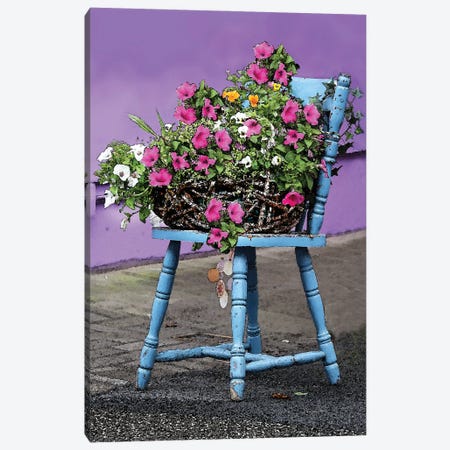 Blue Chair With Flowers Canvas Print #FAU161} by Eric Fausnacht Canvas Wall Art