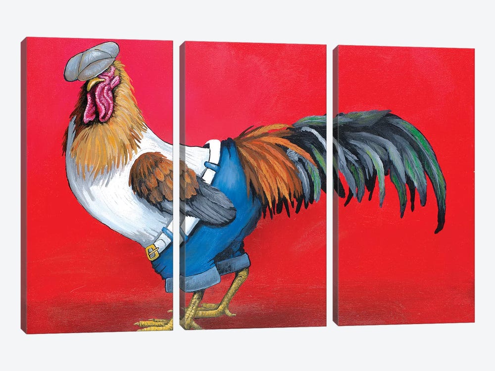 Hip Hop Rooster by Eric Fausnacht 3-piece Canvas Print