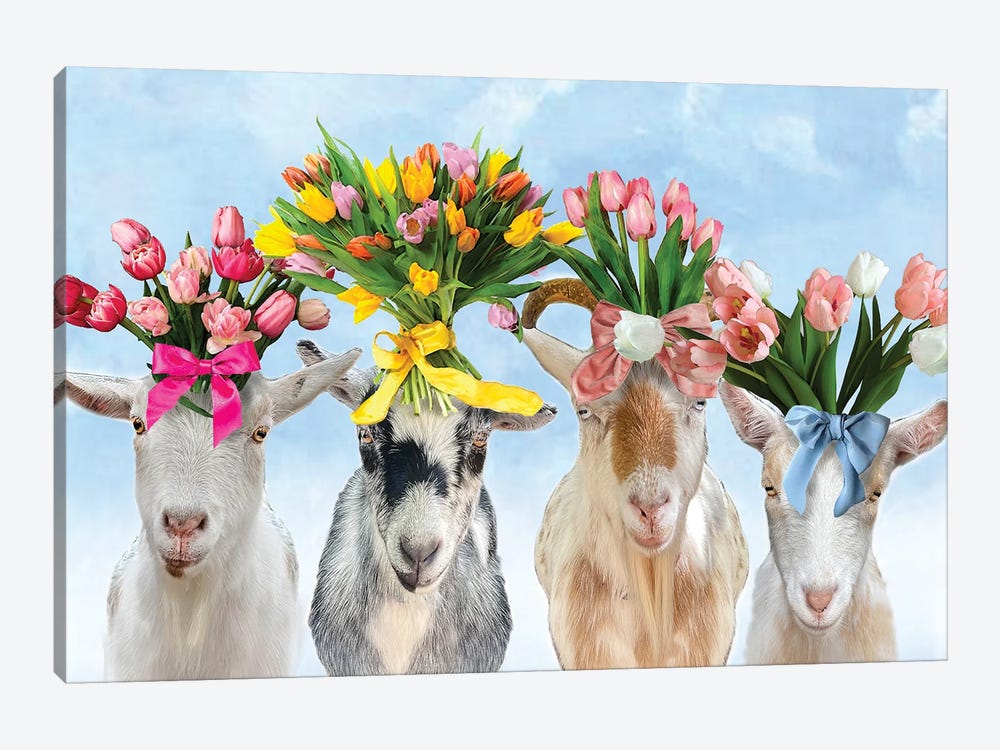 Goats And Tulips by Eric Fausnacht 1-piece Canvas Art Print