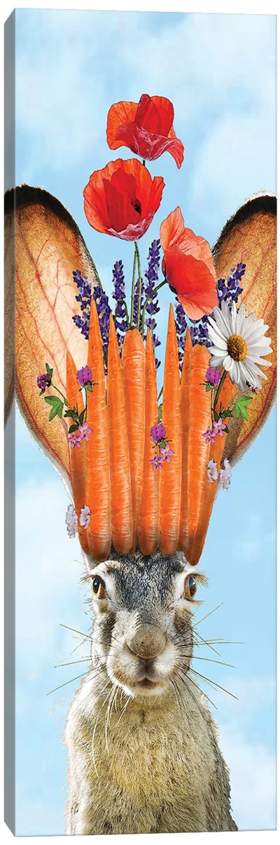 Jackrabbit With Crown Of Carrots Canvas Art Print - Rabbit Art