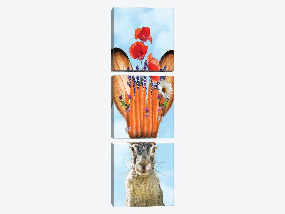Jackrabbit With Crown Of Carrots by Eric Fausnacht 3-piece Canvas Artwork