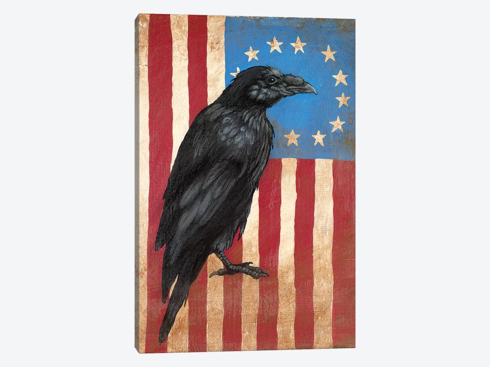American Flag Crow by Eric Fausnacht 1-piece Canvas Wall Art