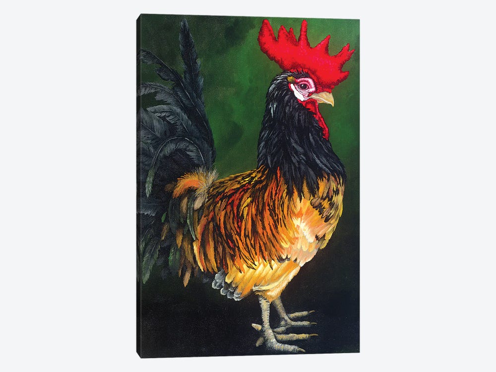 Multicolored Rooster by Eric Fausnacht 1-piece Canvas Art