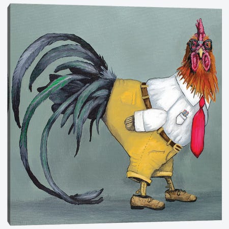 Nerd Rooster Canvas Print #FAU22} by Eric Fausnacht Canvas Print