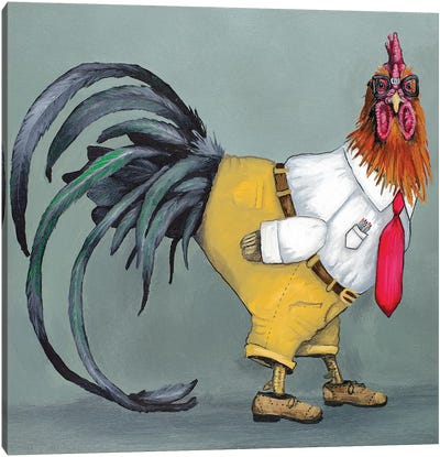 Nerd Rooster Canvas Art Print - Eric Fausnacht 