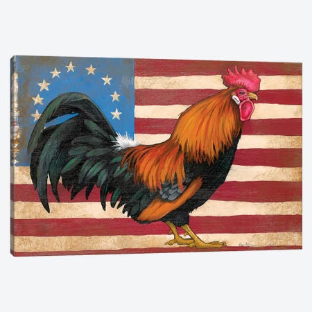 American Flag Rooster Canvas Print #FAU2} by Eric Fausnacht Canvas Wall Art
