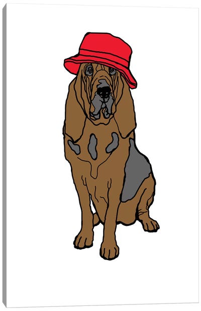 Bloodhound With Hat Canvas Art Print - Bloodhound Art