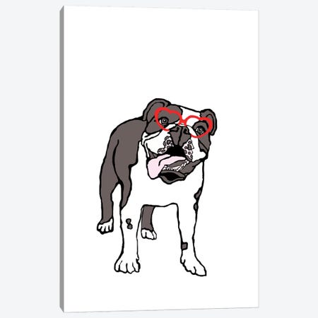 Bulldog With Heart Glasses Canvas Print #FAU41} by Eric Fausnacht Art Print