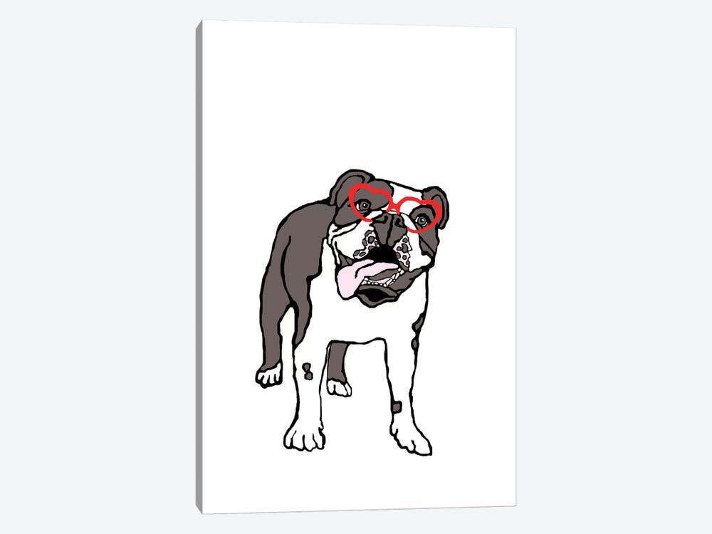 Bulldog With Heart Glasses by Eric Fausnacht 1-piece Canvas Art
