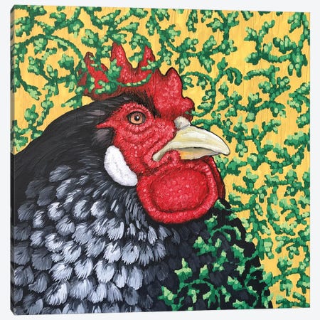 Gray Rooster With Ivy Canvas Print #FAU47} by Eric Fausnacht Canvas Wall Art