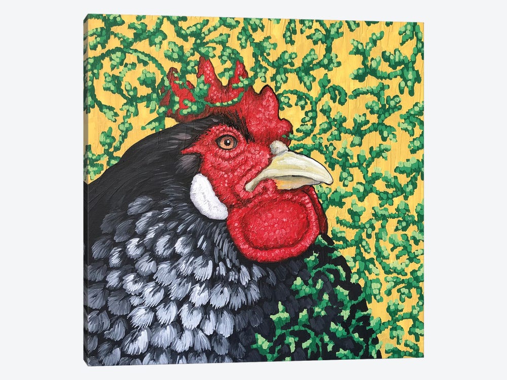 Gray Rooster With Ivy by Eric Fausnacht 1-piece Canvas Artwork