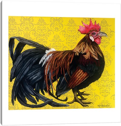 Bantam Single Comb Phoenix Canvas Art Print - Chicken & Rooster Art