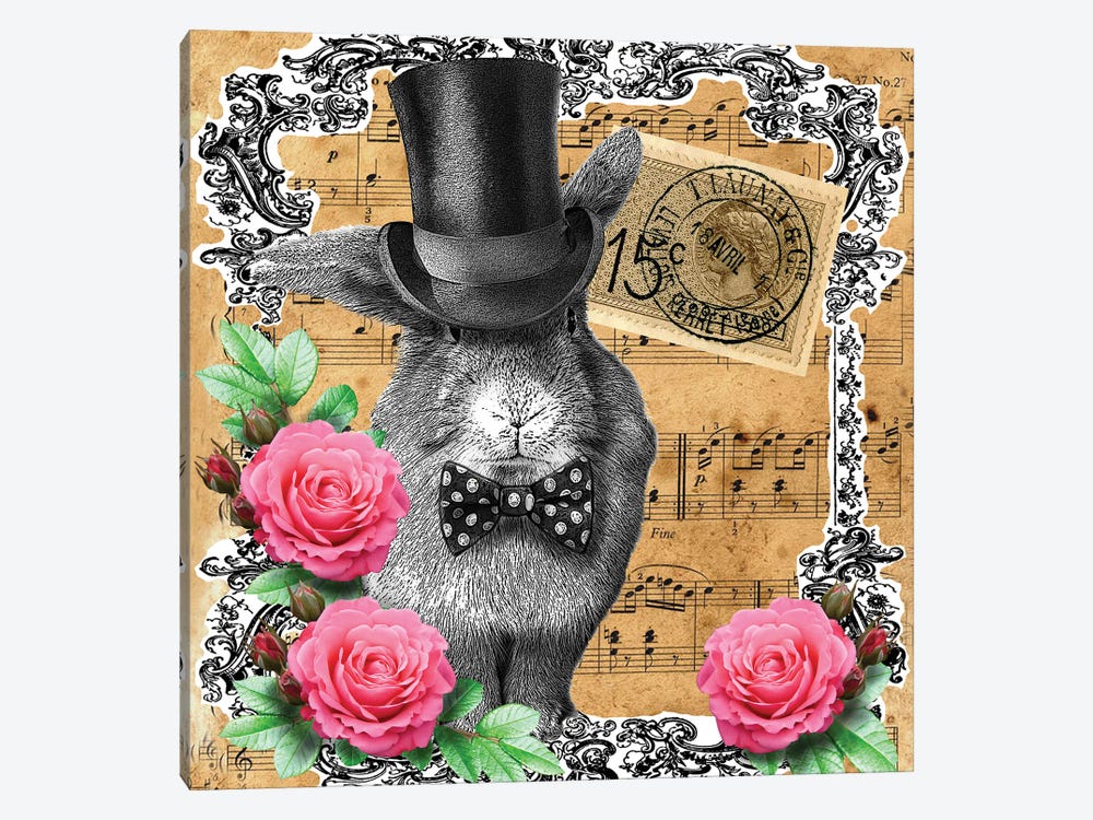 Rabbit In Top Hat by Eric Fausnacht 1-piece Canvas Art Print