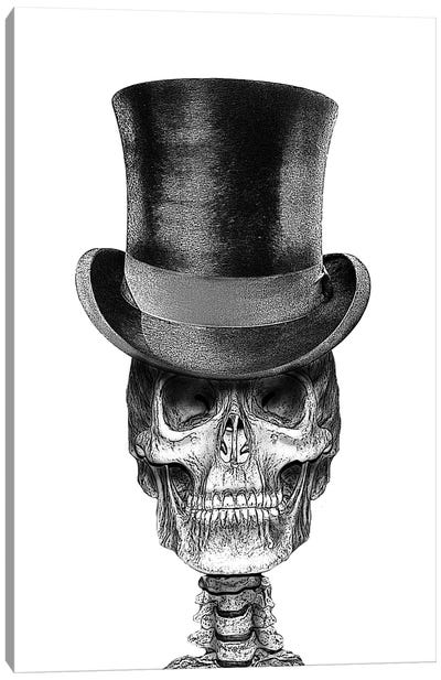 Skull In Top Hat Canvas Art Print - Eric Fausnacht 