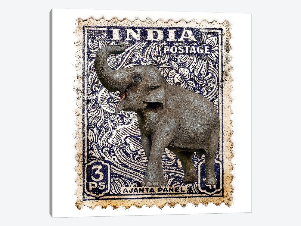 Elephant With India Stamp by Eric Fausnacht 1-piece Canvas Artwork